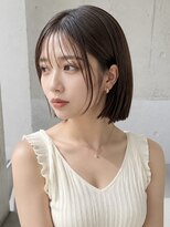 ノア 三宮店(NOA)&nbsp;【NOA】韓国風ミニボブシースルーバングブラウン顔まわりカット