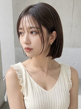 ノア 三宮店(NOA) 【NOA】韓国風ミニボブシースルーバングブラウン顔まわりカット