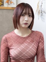 エニル 越谷店(enil)&nbsp;切りっぱなしボブ×チェリーローズ[似合わせカット/ボブ]