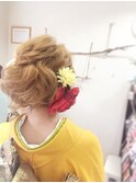 ショートボブさんの振袖アップヘア
