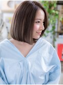 ★モノトーングレージュうる艶髪前下がりボブ20代30代40代★9