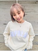 ハイトーンミルクティーカラー/切りっぱなしボブ