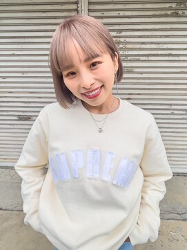 タイドヘア 茨木店(TIDE HAIR) ハイトーンミルクティーカラー/切りっぱなしボブ