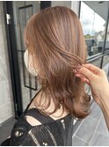 #明るめピンクベージュ #大人可愛いミディアムレイヤー