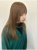 フェイスレイヤー/レイヤーカット/ベージュカラー