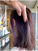 イヤリングカラーパープルアッシュインナーカラー