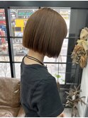オリーブブラウン/ボブ/オリーブベージュ/切りっぱなしボブ