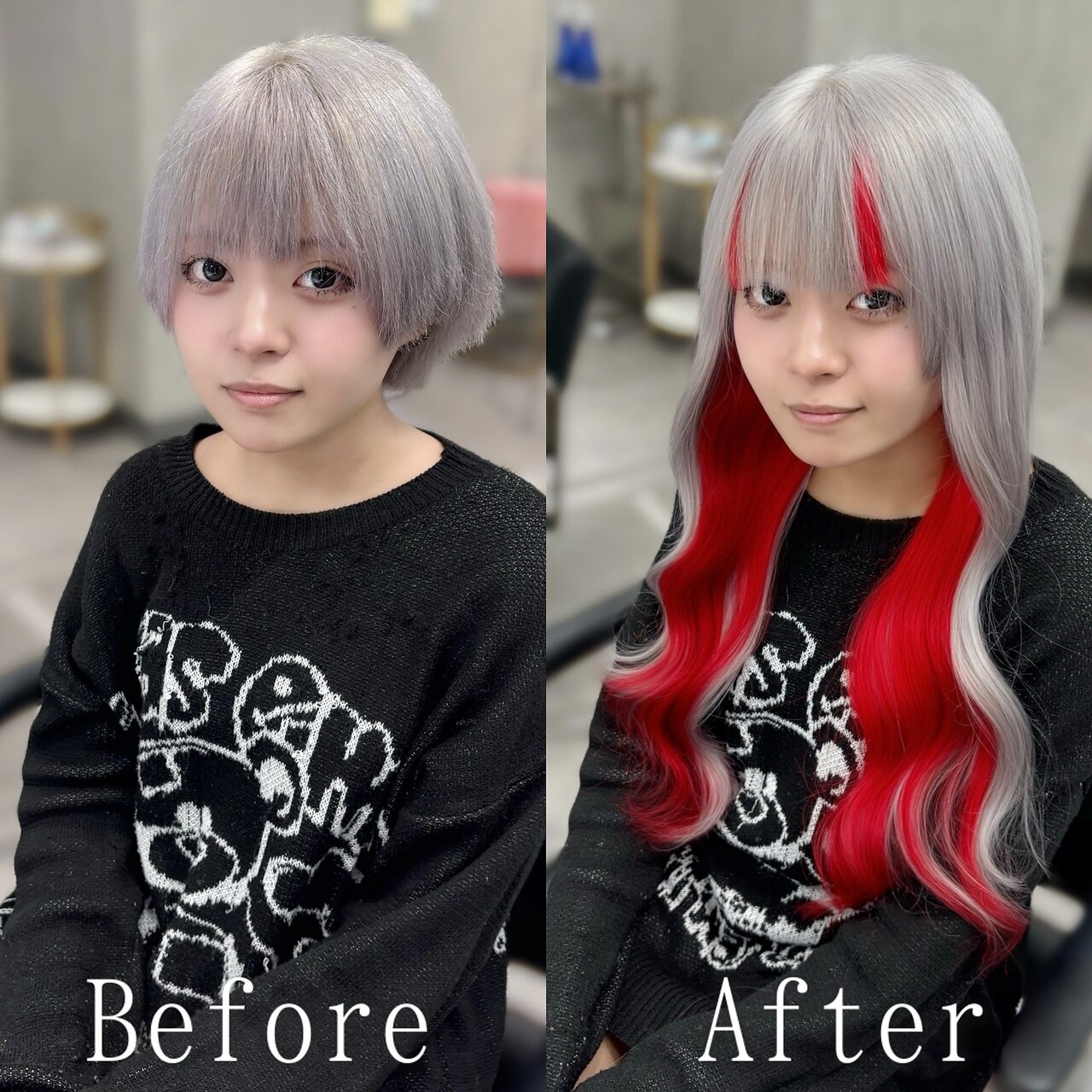 ワインカラー#シールエクステ#艶ボルドー#レディレッド#水戸
