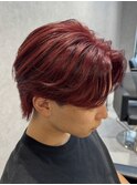 熊本メンズヘア メンズカラー レッドカラー 赤髪 センターパート