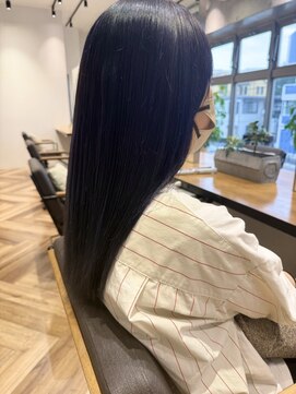 暗髪/パープルカラー/艶髪