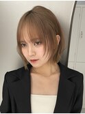 くびレイヤーボブルフネビージュ小顔ワンレンこなれミディ