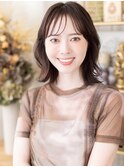シースルー前髪ミディアムレイヤーハッシュカットh4大宮20代30代
