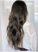 バレイヤージュ/ウェーブロング/アッシュグレージュ/秋カラー