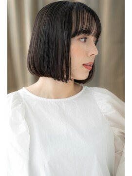 カバーヘア 上尾西口店(COVER HAIR) シースルーバング美髪黒髪切りっぱなしボブZ上尾20代30代40代