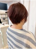 福山市美容室Caary人気 秋冬トレンドカシスピンクショートヘア