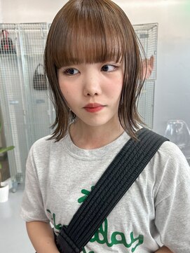 カシェル(cashel) ブリーチなしベージュ　ボブ　ブリーチなしダブルカラー