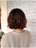 切りっぱなしボブ / ウェーブパーマ