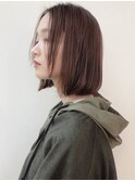 前髪なし艶レイヤーボブオリーブベージュダークアッシュ