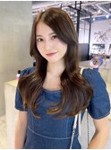 ロング顔周りレイヤーおくれ毛韓国ヘア_ba534622
