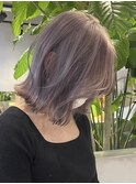 渋谷ブリーチカラータッセルボブ顔周りレイヤー切りっぱなしボブ