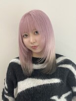 サンク 原宿 表参道(cinq)&nbsp;★ミルクティーピンクベージュミディアムレイヤーカット長めボブ