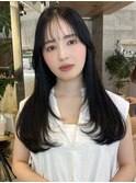 ロングヘア30代40代ストレートレイヤー前髪あり表参道
