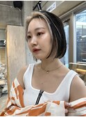 原宿インナーカラーボブフェイスフレーミングヘーゼルーベージュ