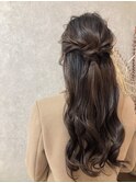 ロングヘア　ハーフアップ