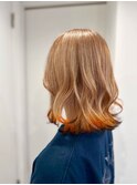 20代30代デザインキツネカラー裾カラーミディアム