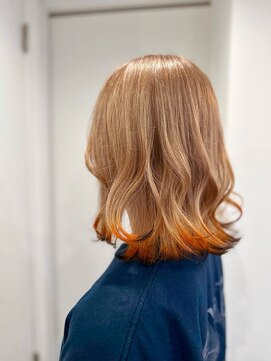 20代30代デザインキツネカラー裾カラーミディアム