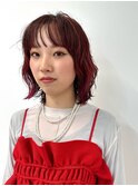 レイヤーボブ/前髪あり/レッドカラー/ ボブパーマ