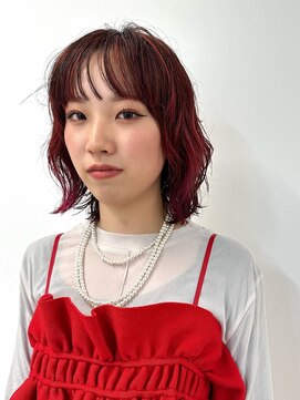 ピークアブー アヴェダ アトレ恵比寿(PEEK-A-BOO AVEDA) レイヤーボブ/前髪あり/レッドカラー/ ボブパーマ
