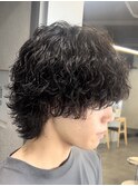 渋谷メンズマッシュウルフカットシャドウパーマ波巻きスパイラル