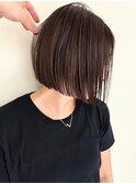 ハイライト白髪ぼかしダブルカラーインナーカラーショートボブ