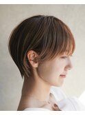 大人可愛い20代30代40代黒髪前下がりショートボブ丸みショート◎