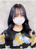 ブルーブラック/韓国ヘア/ケアブリーチ/ダブルカラー/渋谷