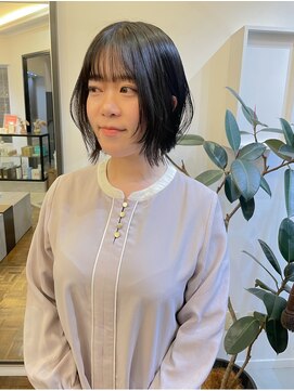 ヘアーアイスカルテット(HAIR ICI QUARTET) 小顔ストレートボブ黒髪グレージュダークアッシュモード
