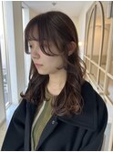 セミロングパーマ顔周りレイヤーおくれ毛前髪新潟東区松崎