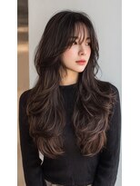 ケシキ 表参道 原宿(kesiki.) ミディアムレイヤー顔周りレイヤーココアブラウン韓国ヘア