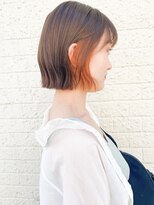 モリオ フロム ロンドン 成増店&nbsp;【morio成増/玉井】ボブ　ベージュ　インナーカラー　オレンジ