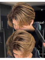 ステラ(STELLA) メンズ/バレイヤージュ/センターパート/ブリーチ&ダブルカラー