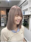 レイヤーカット/顔周りカット/ピンクベージュ