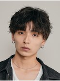 メンズパーマシャドウパーマシースルーマッシュウルフゆるめ