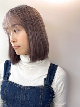 ヌイ 横浜(nui) シアベージュボブ_コンマヘアホワイトアッシュショートパーマ