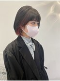 ショートボブ/インナーカラーピンク