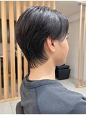 メンズヘア/センターパート/ワックスなし/ウルフ/コンマバング