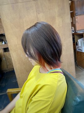 ロルド シェリ(Rold Cheri) 【山本智文】インナーカラーサーモンピンクレイヤーボブ