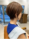 大人ショートボブ丸みショートカットマッシュショート前髪あり
