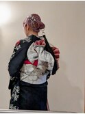 大人可愛い編み込みアップスタイル＊成人式着付け卒業式