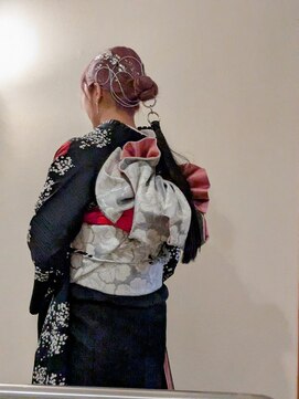 ナンバーエイト(number eight) 大人可愛い編み込みアップスタイル＊成人式着付け卒業式